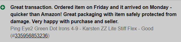 Customer review screenshot